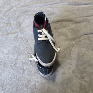 Tommy Hilfiger Navy and White Lace-Up Sneakers with Red Trim